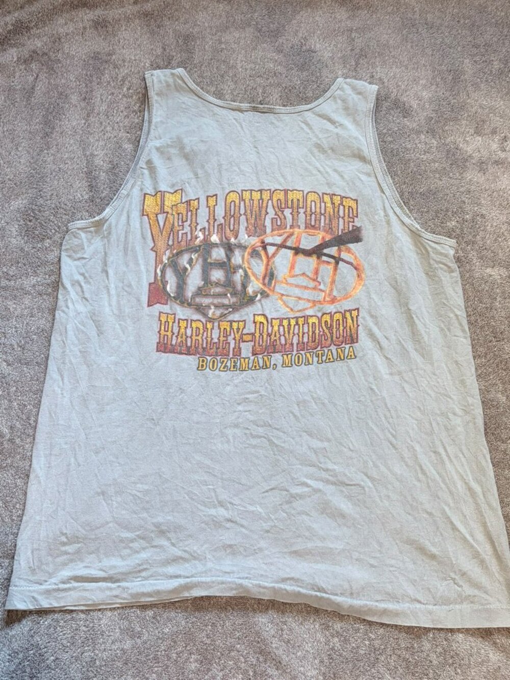 Harley Davidson Yellowstone Bozeman Montana Tank Top Faded Biker Y2K Style